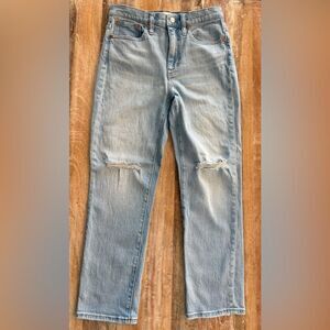 Madewell High-Rise Slim Crop Boyjean Size 25 Dumas Wash Ripped Edition MC556